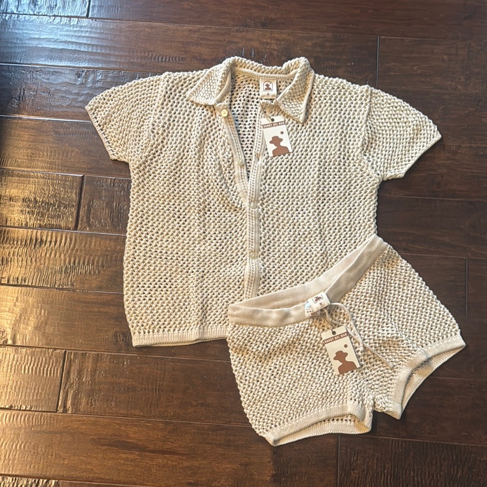 Dandy Del Mar Beige Knit Short Sleeve Set